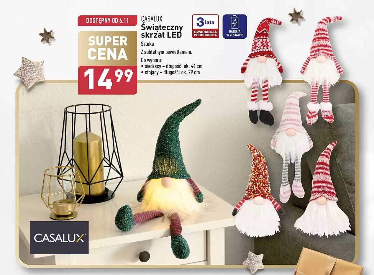 CASALUX Świąteczny skrzat LED