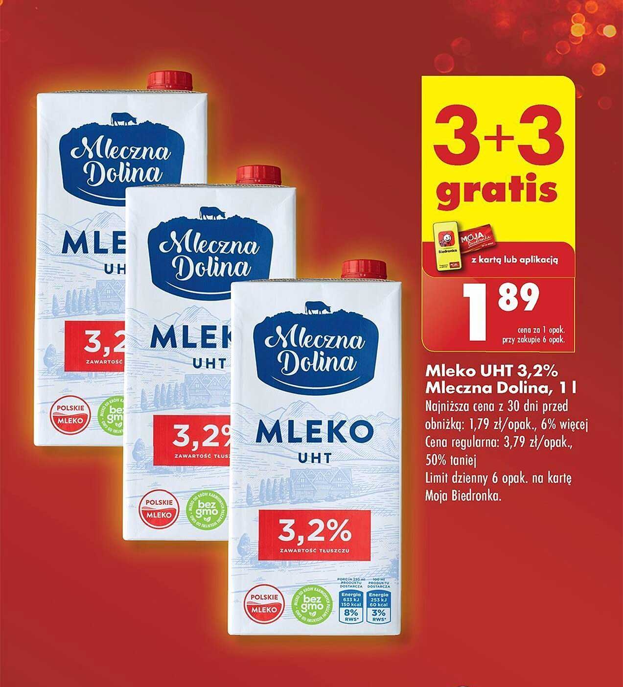 Mleko UHT 3,2% Mleczna Dolina, 1 l