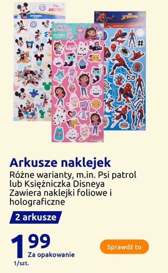 Arkusze naklejek