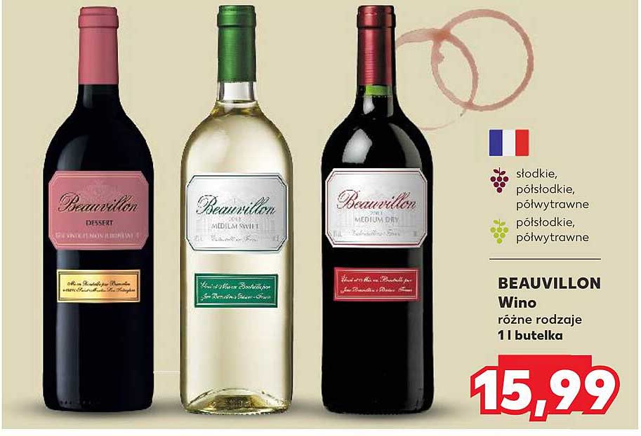 BEAUVILLON Wino różne rodzaje 1l butelka