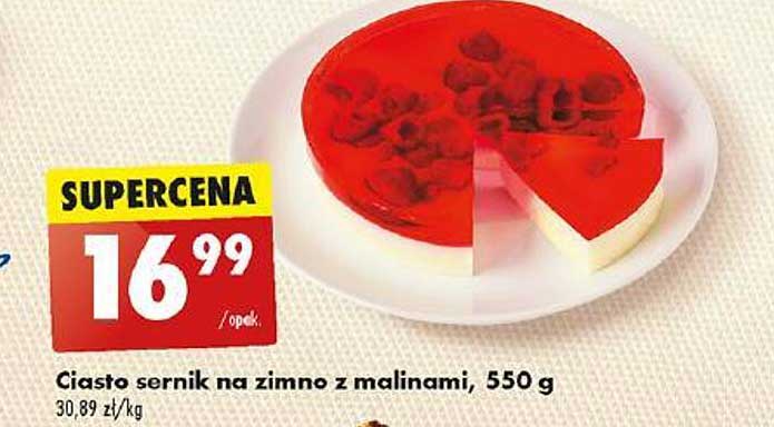 Ciasto sernik na zimno z malinami, 550 g