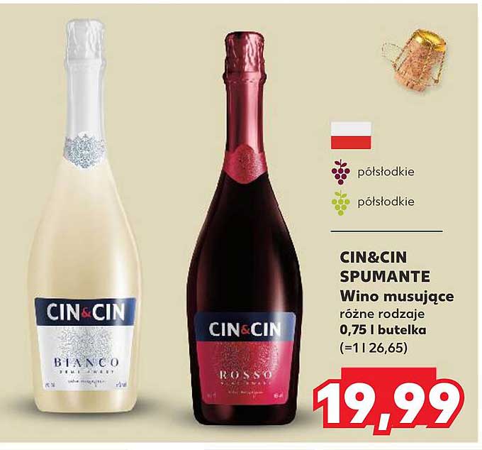 CIN&CIN SPUMANTE Wino musujące różne rodzaje 0,75 l butelka