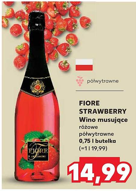 FIORE STRAWBERRY Wino musujące różowe półwytrawne