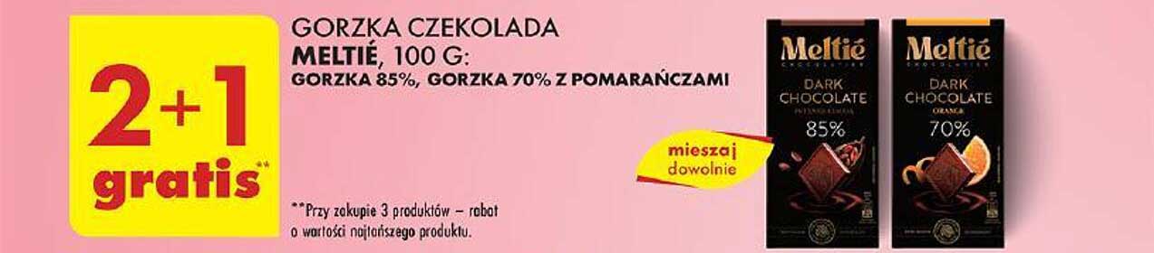 GORZKA CZEKOLADA MELTIE, 100 G: GORZKA 85%, GORZKA 70% Z POMARAŃCZAMI