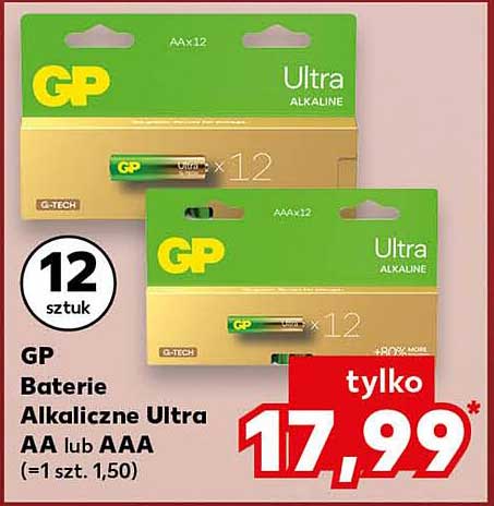 GP Baterie Alkaliczne Ultra AA lub AAA