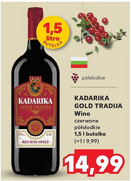 KADARIKA GOLD TRADIJA Wino czerwone półsłodkie 1,5 l butelka