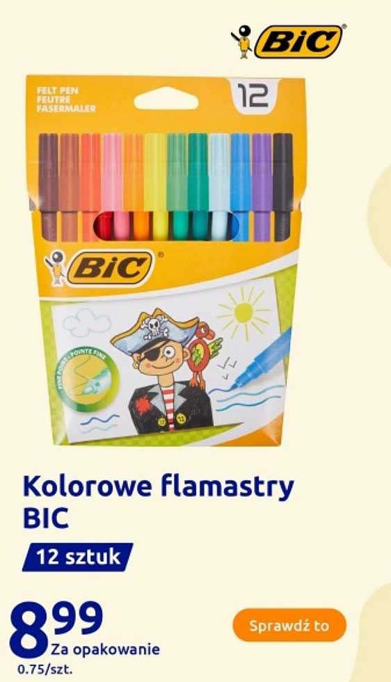 Kolorowe flamastry BIC 12 sztuk