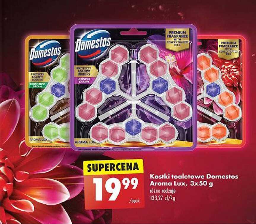 Kostki toaletowe Domestos Aroma Lux, 3x50 g