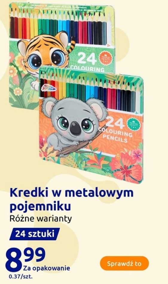 Kredki w metalowym pojemniku 24 sztuki