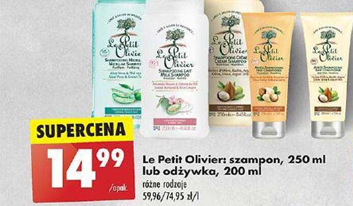 Le Petit Olivier: szampon, 250 ml lub odżywka, 200 ml