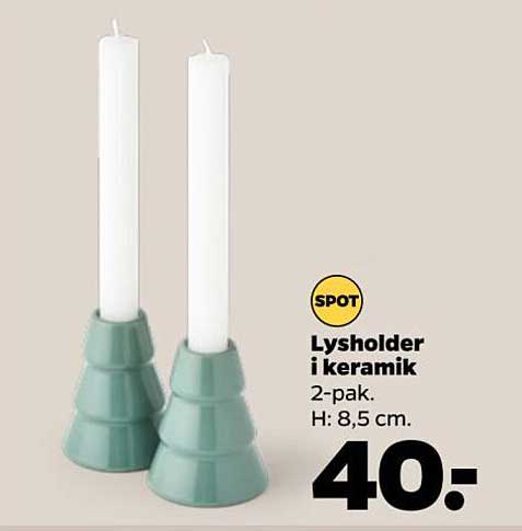 Lysholder i ceramiczny 2-pak.