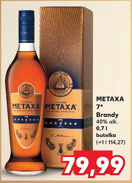 METAXA 7* Brandy 40% alk. 0,7 l butelka