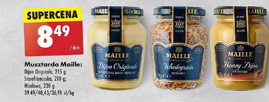 Musztarda Maille: Dijon Originale, Wholegrain, Honey Dijon