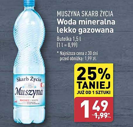 MUSZYNA SKARB ŻYCIA Woda mineralna lekko gazowana