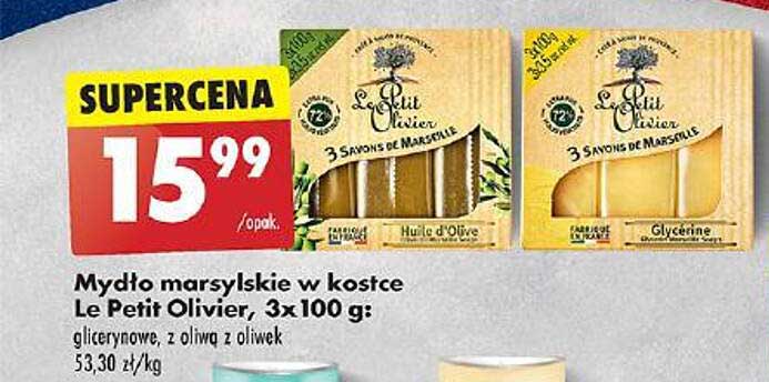 Mydło marsylskie w kostce Le Petit Olivie, 3x100 g