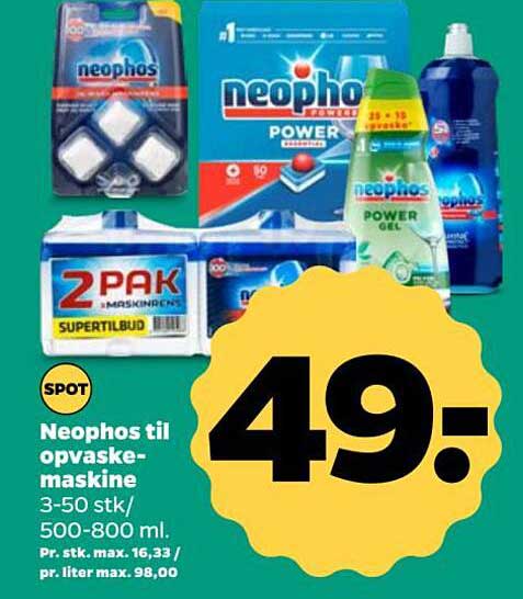 Neophos til opvaskemaskine 3-50 stk/500-800 ml.