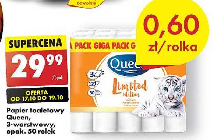 Papier toaletowy Queen, 3-warstwowy, opak. 50 rolek