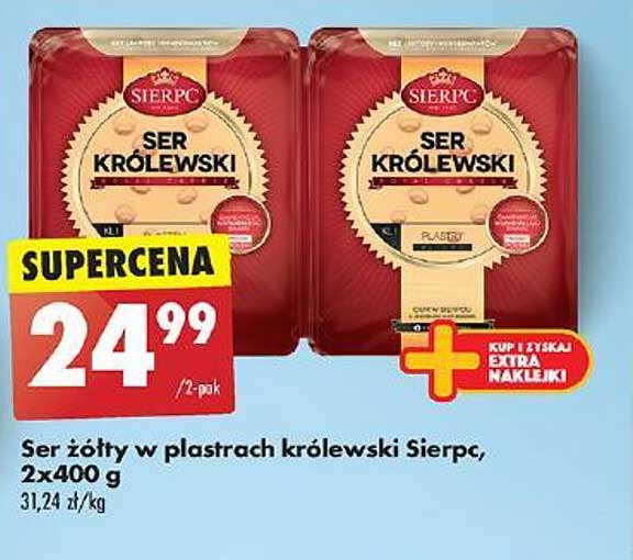 Ser żółty w plastrach królewski Sierpc, 2x400 g