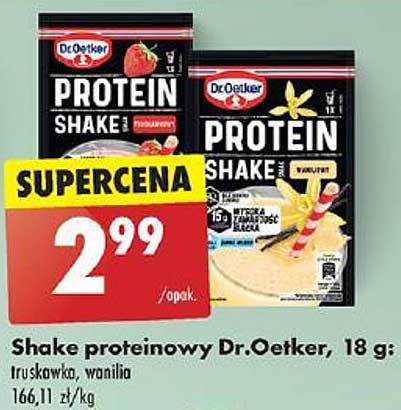 Shake proteinowy Dr.Oetker, 18 g: truskawka, wanilia