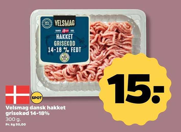 Vel Smag dansk hakket grisekød 14-18%