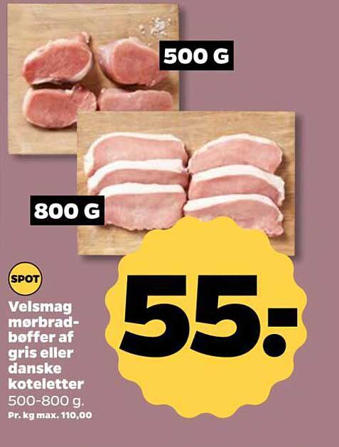 Velsmag morbradbøffer af gris eller danske koteletter