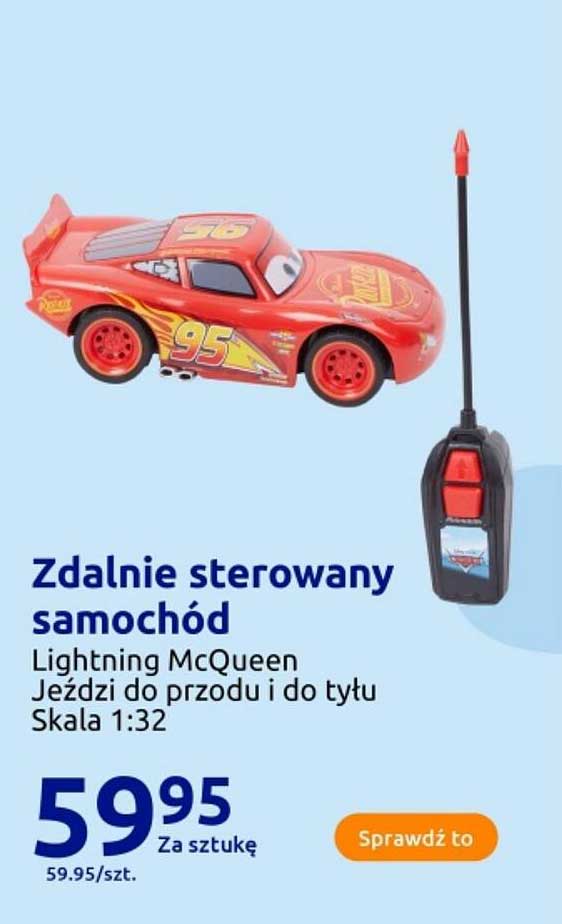 Zdalnie sterowany samochód Lightning McQueen Jeździ do przodu i do tyłu Skala 1:32