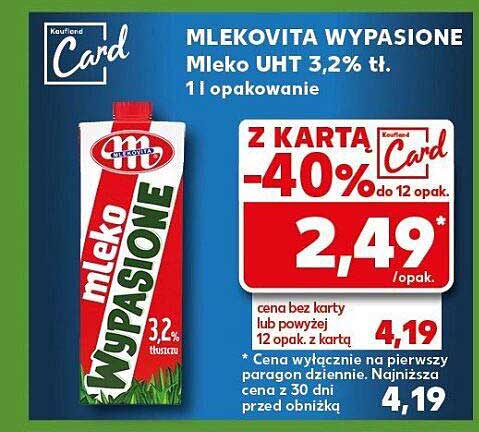 MLEKOVITA WYPIASIONE Mleko UHT 3,2% tłu. 1 l opakowanie