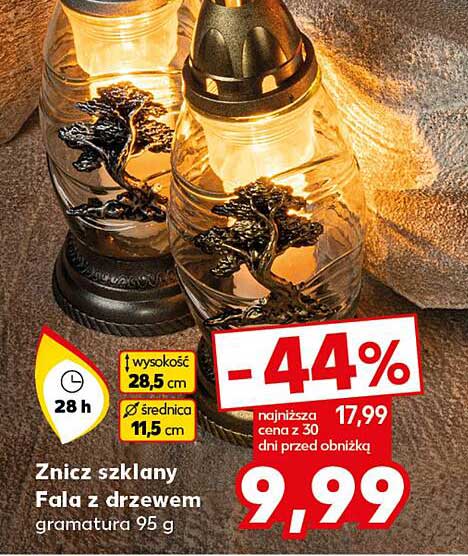 Znicz szklany Fala z drzewem