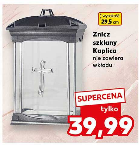 Znicz szklany Kaplica nie zawiera wkładu