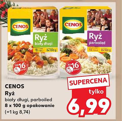 CENOS Ryż biały długi, parboiled 8 x 100 g opakowanie