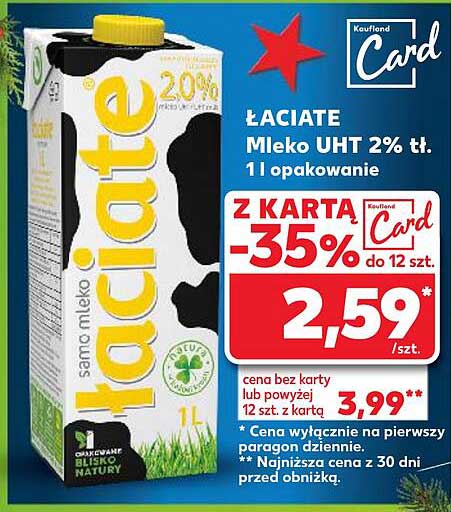 ŁACIATE Mleko UHT 2% tł. 1 l opakowanie