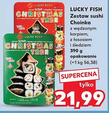LUCKY FISH Zestaw sushi Choinka z wędzonym karpiem, z łososiem i śledziem