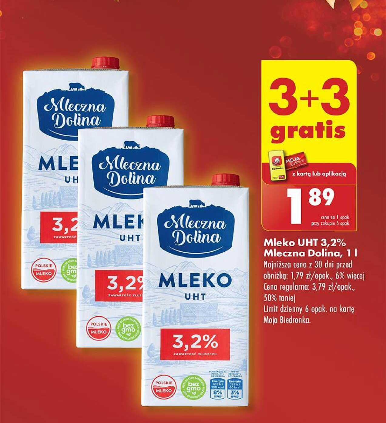 Mleko UHT 3,2% Mleczna Dolina, 1 l