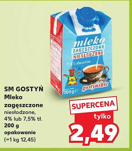 Mleko zagęszczone niesłodzone 4% lub 7,5% tł.