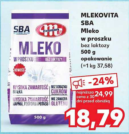 MLEKOVITA SBA Mleko w proszku bez laktozy