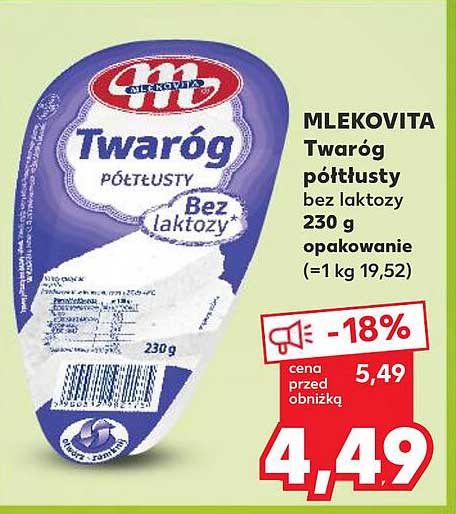 MLEKOVITA Twaróg półtłusty bez laktozy