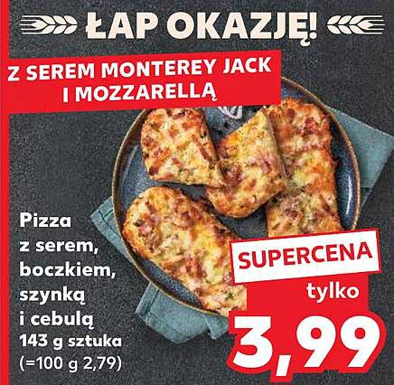 Pizza z serem, boczkiem, szynką i cebulą