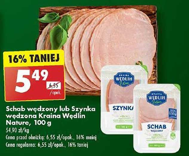 Schab wędzony lub Szynka wędzona Kraina Wędlin Nature, 100 g