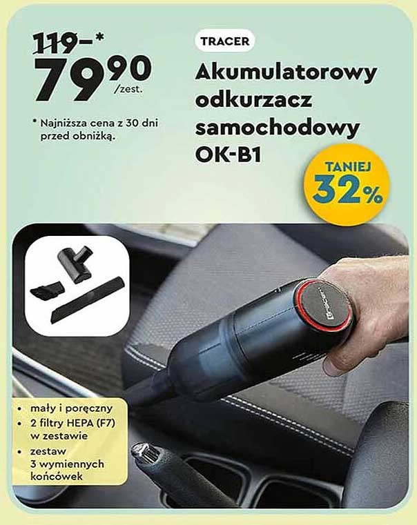 Akumulatorowy odkurzacz samochodowy OK-B1