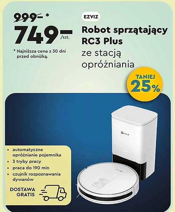 EZVIZ Robot sprzątający RC3 Plus ze stacją opróżniania