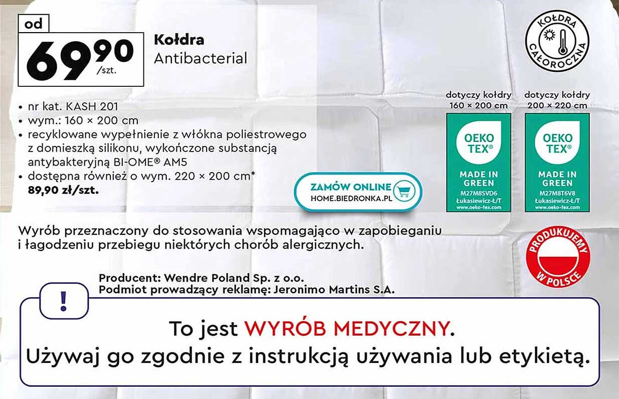 Kołdra Antibacterial