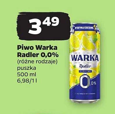 Piwo Warka Radler 0,0% puszka 500 ml