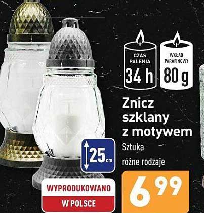 Znicz szklany z motywem