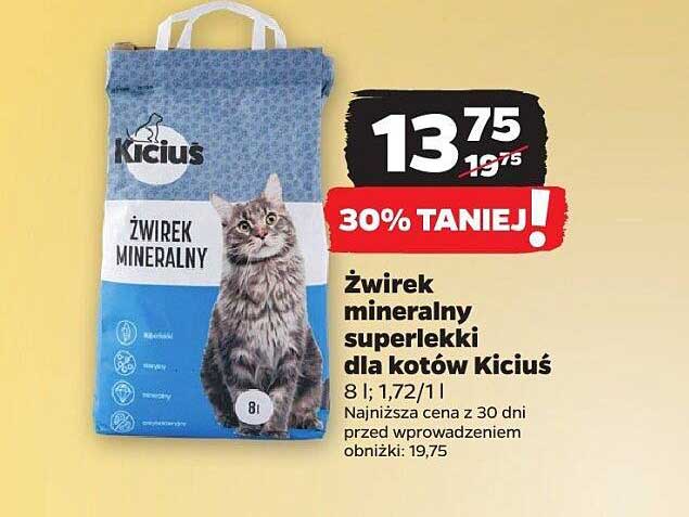 Żwirek mineralny superlekki dla kotów Kiciuś