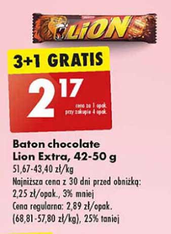 Baton chocolate Lion Extra, 42-50 g