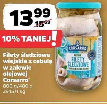 Filety śledziowe wiejskie z cebulą w zalewie olejowej Corsarro