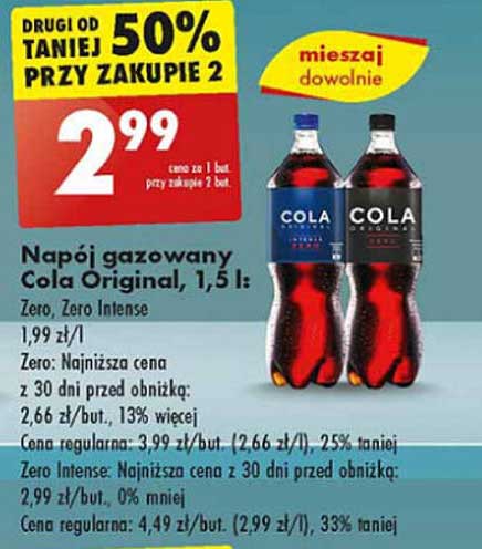 Napoje gazowane Cola Original, 1,5 l