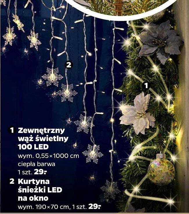 Zewnętrzny wąż świetlny 100 LED  
Kurtyna śnieżki LED na okno