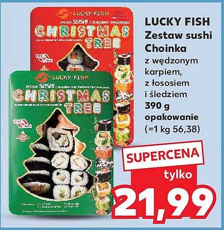 LUCKY FISH Zestaw sushi Choinka z wędzonym karpiem, z łososiem i śledziem