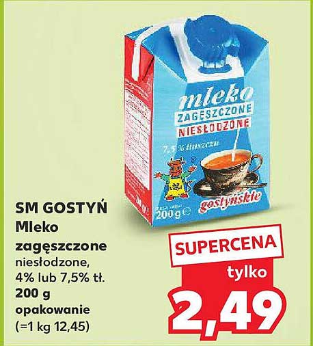 Mleko zagęszczone niesłodzone 4% lub 7,5% tł.